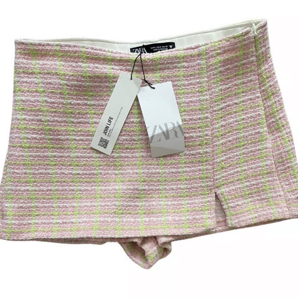 Zara-Twin rock hose shorts tweed Rosa lime “Skort” sz.L